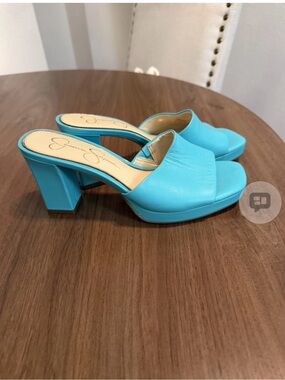 Jessica Simpson Turquoise Blue Platform Mule Heels